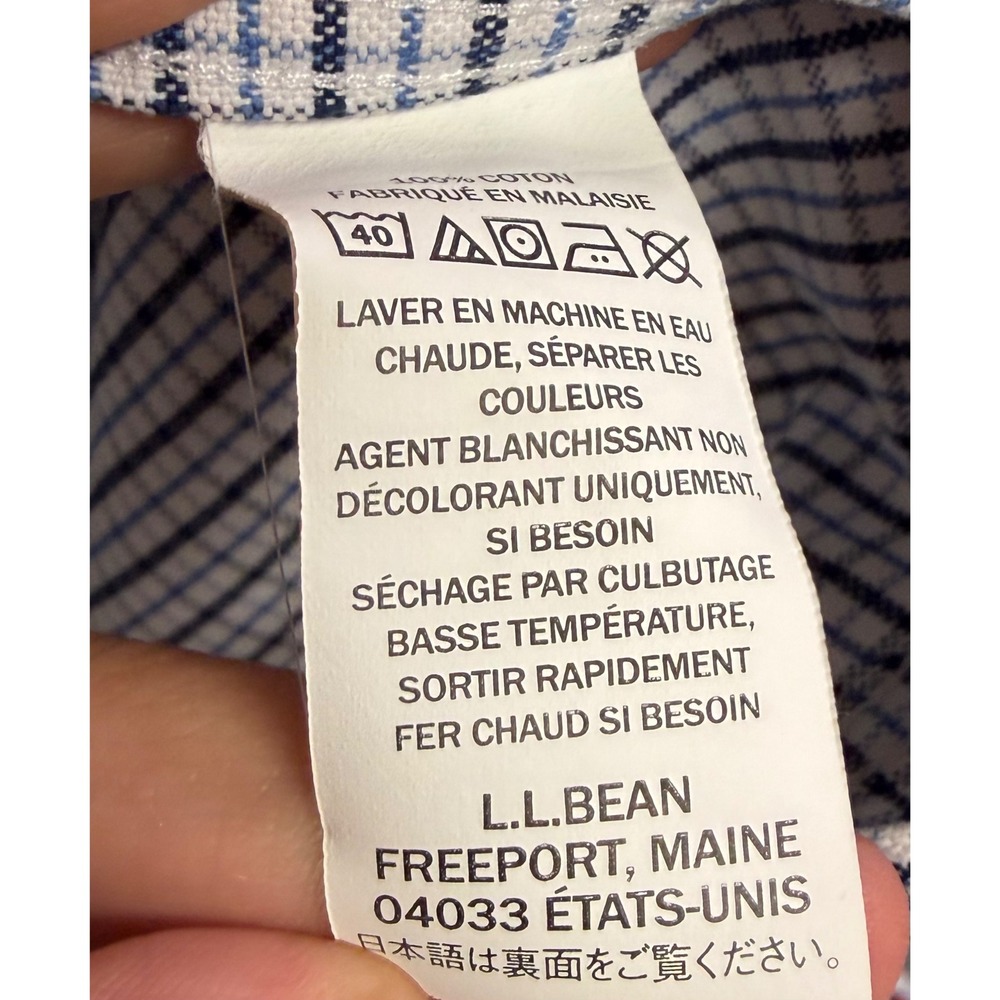 LL Bean Wrinkle Free Traditional Fit Shirt Mens 17.5-36 Blue White Check 237807 - Picture 2 of 7